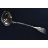 Large early Victorian silver fiddle pattern ladle, John Langdon of Plymouth, Exeter 1838, length 33.
