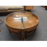 Nathan Circular Glazed trilogy coffee table with nest of three small tables W81cm H35cm