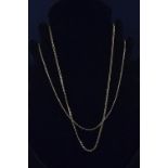 Two 9ct gold neck chains, circumference 450mm and 500mm respectively, gross weight 3.9 grams
