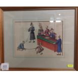 Chinese school. 19th century painting depicting the punishments of China. Actual picture size. 23cm