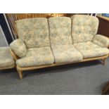 Blonde Ercol jubilee Three seater sofa with matching footstool