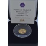 2022 Queen Elizabeth II Platinum Jubilee Tenth Ounce Solomon Islands Gold Proof Coin, from Harringto