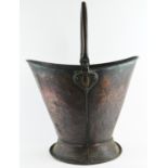 Copper Art Nouveau coal bucket W40 x D29 x H34, excluding handle