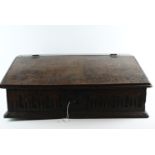 18c oak bible box, original lock and clasp in place but not fully functional. W64 D41 H