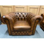 Thomas Lloyd Chesterfield leather brown single chair. W108 x D84 x H69cm