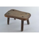 Small rectangle four legged miniature stool in hardwood, W30 D28 H16cm
