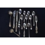 Collection of fourteen pieces of silver flatware, various marks and dates, gross weight 290 grams, a