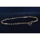 9ct gold fancy link belcher chain with T-bar, circumference 455mm, gross weight 24.63 grams