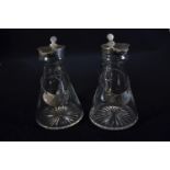 Pair of George V silver mounted cut glass whiskey noggins, Goldsmiths & Silversmiths Co Ltd, London