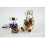 Two Royal Crown Derby teddy bear paperweights, both with gold stoppers