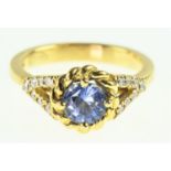 Sapphire and diamond 18ct gold ring,