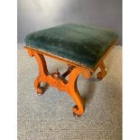 Green seated piano stool W47cm x D50cm x H52cm