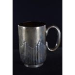 Edwardian silver christening mug, John Round & Son Ltd, Sheffield 1904, with ribbed decoration, heig