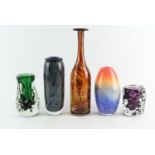 Five pieces of studio glass inc. signed Medina