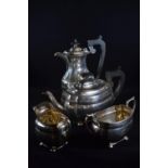 Silver four piece tea set, S Blanckensee & Son Ltd, Chester 1932, comprising a teapot, hot water jug