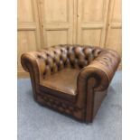 Thomas Lloyd Chesterfield leather brown single chair. W108 x D84 x H69cm