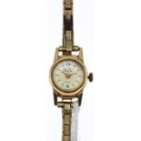 18ct gold cased Mudu ladies wristwatch on 9ct gold strap, gross weight (minus watch mechanism) 10.61