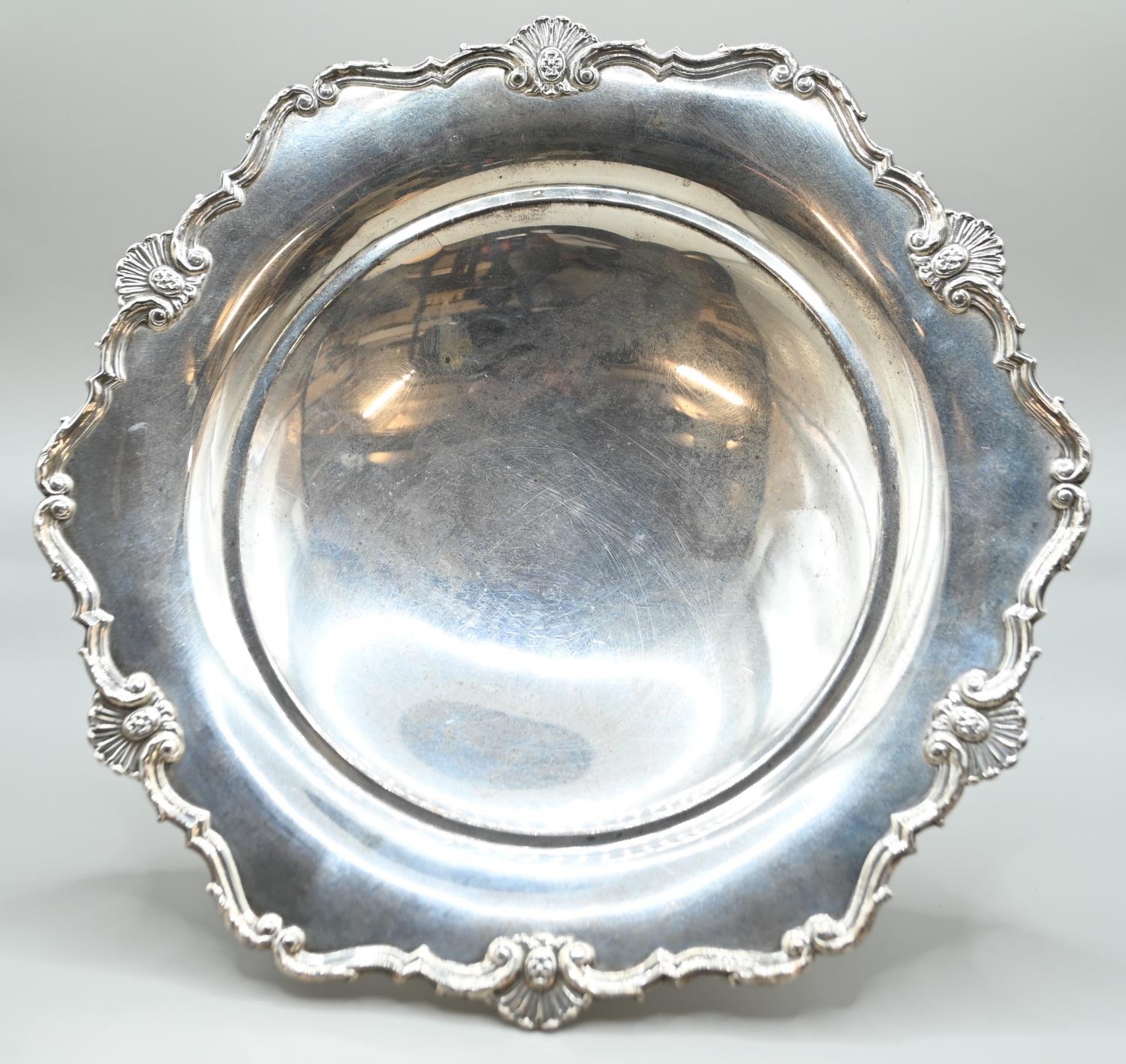 Silver footed tazza, Adie Brothers Ltd, Birmingham 1946, diameter 23cm, height 5.8cm, 284 grams 