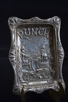 Late Victorian silver 'Punch' embossed pin tray, maker Edward Durban & Co, Birmingham 1893, 10.5 x 7