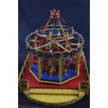Meccano Fairground Carousel detailed working model, operated by hand crank base W65 x D47 x H50cm (a