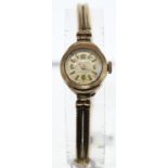9ct gold cased Accurist cocktail watch, 21 Jewels, on 9ct gold strap, 14mm x 17mm face, gross weight