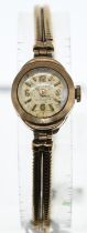 9ct gold cased Accurist cocktail watch, 21 Jewels, on 9ct gold strap, 14mm x 17mm face, gross weight