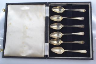 Set of of six silver grapefruit spoons, Francis Howard Ltd, Sheffield 1957, gross weight 150 grams,