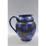 Carltonware handcraft, blue abstract floral jug. Height 20.5cm.