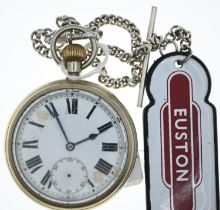 London Midland & Scottish Railway open faced Pocket Watch, rear of case engraved 15045, dia. 55mm on