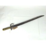 French Chassepot Bayonet with scabbard, stamped M11644 to hilt and scabbard, engraved 1871 to blade,