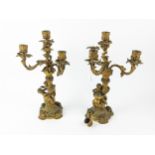 Pair of gilt metal figural candelabra, height 38cm approx