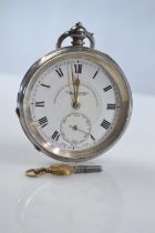 Swiss silver cased open faced key wind pocket watch, the face signed 'Thos. Fatterorini (Skipton) Lt