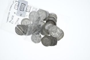 Approx 50 mostly pre-1920 silver shillings, gross weight 260 grams