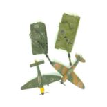 Two Dinky Military tanks and two Dinky war planes. Chieftain tank 155mm mobile gun. Leopard tank. Sp