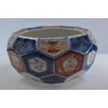 Two Japanese, hexagonal shapes Imari bowls. Larger diameter 19cm x 10cm high. Smaller 17cm diameter