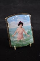 Silver and enamel erotic cigarette case, import mark for Steinhart & Co, Birmingham 1911, the front