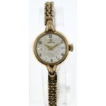 Omega 9ct gold cased cocktail watch on 9ct gold strap, 20mm dia. gross weight 19.67 grams