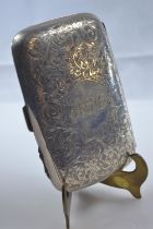 Edwardian silver cigar case, Joseph Gloster Ltd, Birmingham 1909, with engraved foliate decoration,