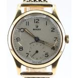 Rolex 9ct gold cased watch, shock resisting, with subsidiary seconds, 15 rubis, black Arabic numeral