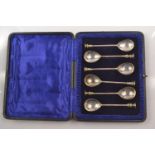 Set of six silver Salisbury seal top style coffee spoons, Thomas Bradbury & Son, Sheffield 1915, gro