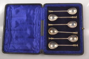 Set of six silver Salisbury seal top style coffee spoons, Thomas Bradbury & Son, Sheffield 1915, gro