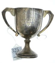 Silver twin-handled trophy cup, James Fenton & Co, Birmingham 1929, inscribed 'St Austell Golf Club