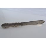 Victorian silver paper knife / letter opener, Nathaniel Mills, Birmingham 1852, engraved with with f