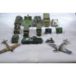 Collection of military toy vehicles Inc. Corgi & Dinky Tanks, planes, guns + other vehicles