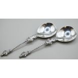 Pair of late Victorian silver apostle spoons, William Hutton & Sons Ltd, London 1898, gross weight 9