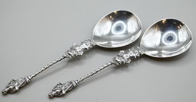 Pair of late Victorian silver apostle spoons, William Hutton & Sons Ltd, London 1898, gross weight 9