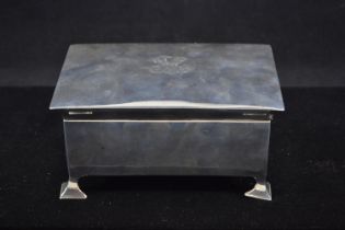 Silver footed cigarette box, Hawksworth Eyre & Co Ltd, Birmingham 1912, initialled to cover, 14.5x7x