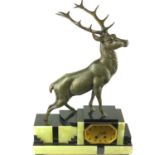 Large bronzed stag slate and onyx clock L43cm 65cm
