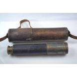 Antique four drawer telescope by Ross of London in leather case 81cm fully extended, poss. Naval