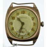 Longines 9ct gold cased gents watch with subsidiary second, no strap
